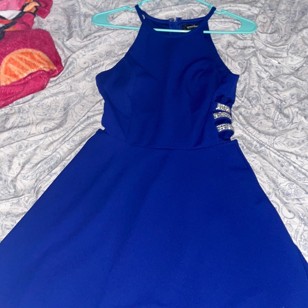 Blue Dress with Rhinestones